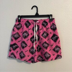 Chubbies Men’s Brught Pink The Fossil Fuels Dinosaur 5.5” Swim Shorts Medium